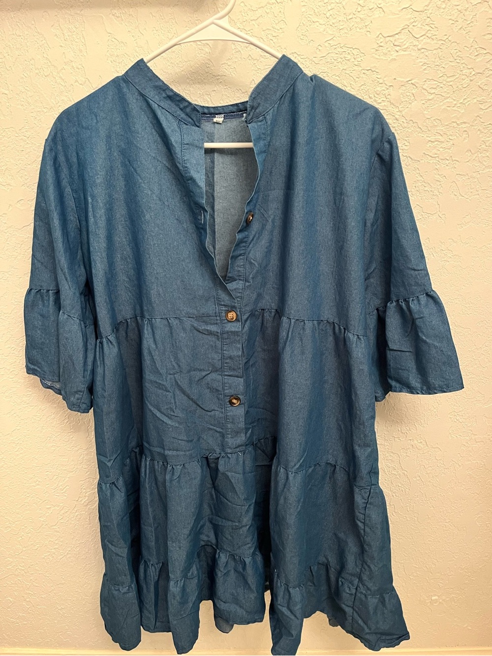 Women’s Blue Tiered Button-Front Dress